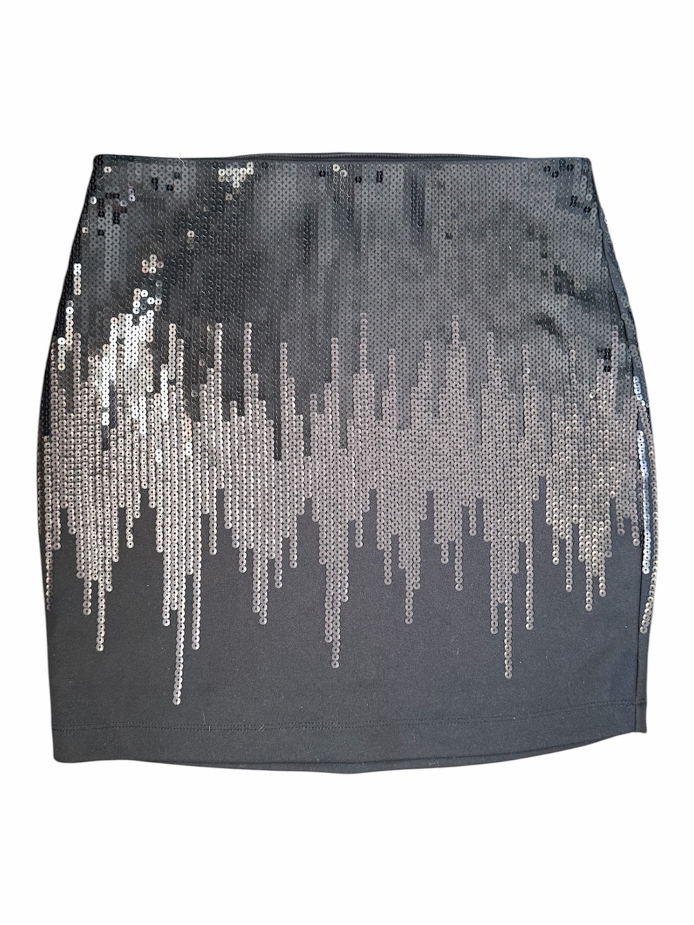 Express Black and Silver Sequin Mini Skirt